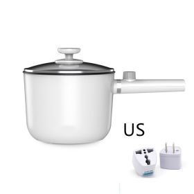 Hotpot Noodle Cooking Dormitory Small Power Mini Electric Pot (Option: White-With plastic steamer-US)
